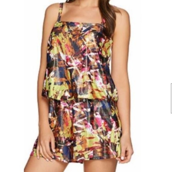 St. Tropez Other - St. Tropez~Foiled Palm Station Romper Swimsuit~P66